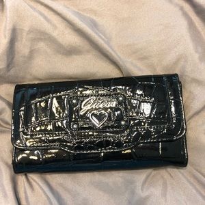 Guess black patent leather wallet